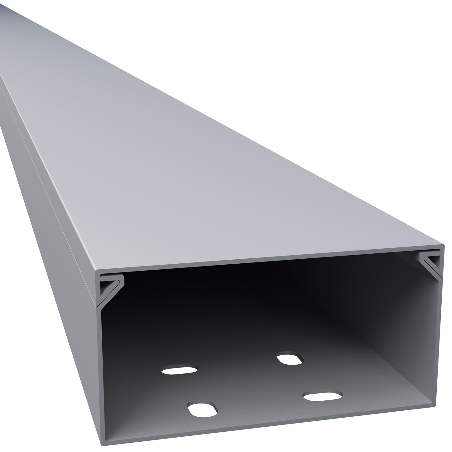 Cable duct with bottom perforation gray