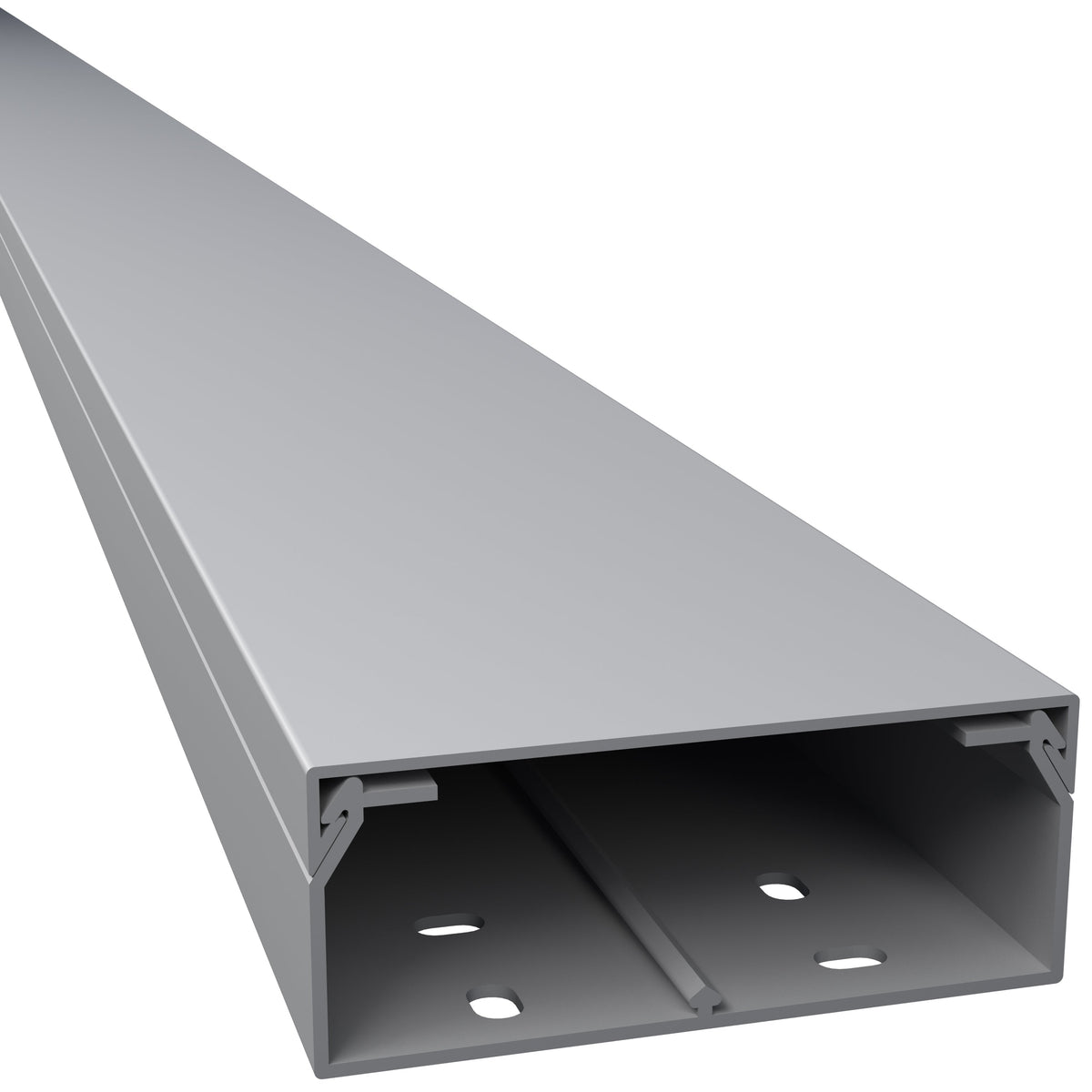 CILSON Kabelkanal 100×40 mm Grau RAL 7035, PVC, 2 m, mit Bodenlochung und abnehmbarem Deckel – Made in Germany – Paket 10 Stangen