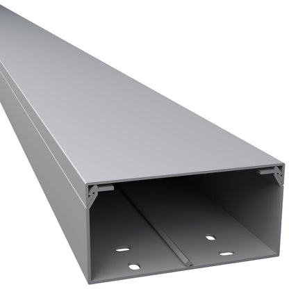 CILSON Kabelkanal 120×60 mm Grau RAL 7035, PVC, 2 m, mit Bodenlochung und abnehmbarem Deckel – Made in Germany – Paket 10 Stangen
