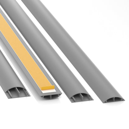 CILSON Kabelkanal 50×12 mm Grau RAL 7035, trittfest, selbstklebend, PVC 2 m – Paket 10 Stangen