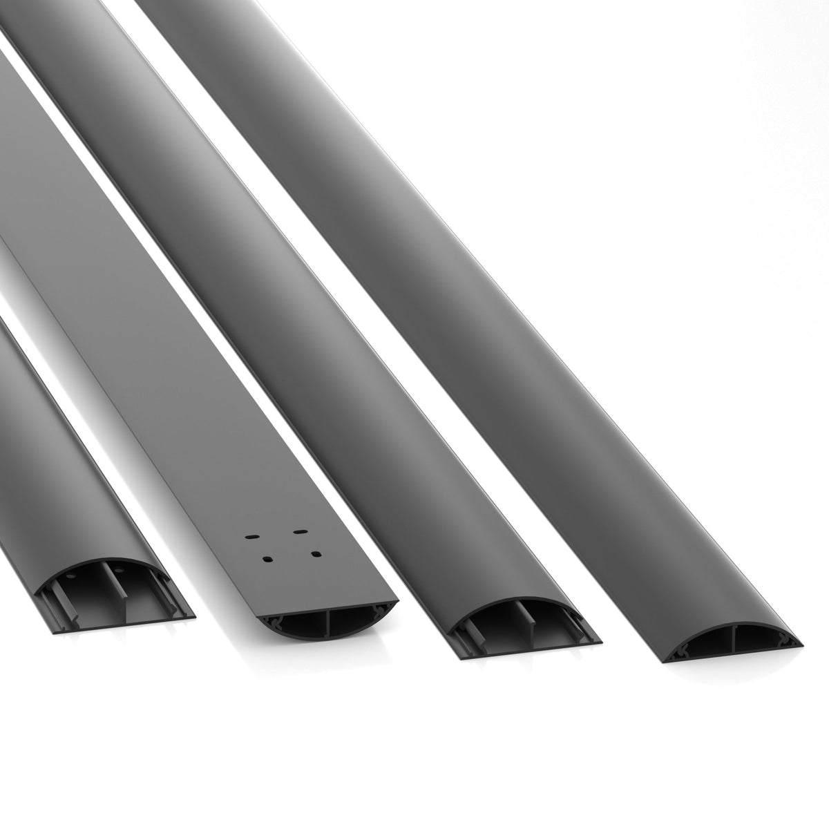 CILSON Kabelkanal 50×12 mm Schwarz RAL 9005, trittfest mit Bodenlochung, PVC 2 m – Paket 10 Stangen