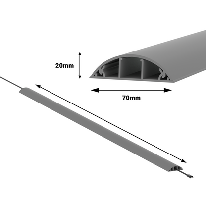 CILSON WDK7020G Art.-Nr. 6800560 Kabelkanal 70 x 20 mm x 2.000 mm - Trittfest, mit Bodenbelochung, Grau RAL 7035