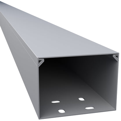 CILSON Kabelkanal 80×60 mm Grau RAL 7035, PVC, 2 m, mit Bodenlochung und abnehmbarem Deckel – Made in Germany – Paket 10 Stangen