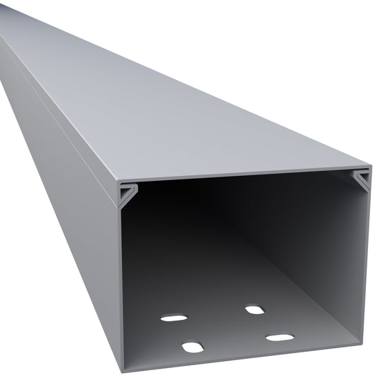 CILSON Kabelkanal 80×60 mm Grau RAL 7035, PVC, 2 m, mit Bodenlochung und abnehmbarem Deckel – Made in Germany – Paket 10 Stangen