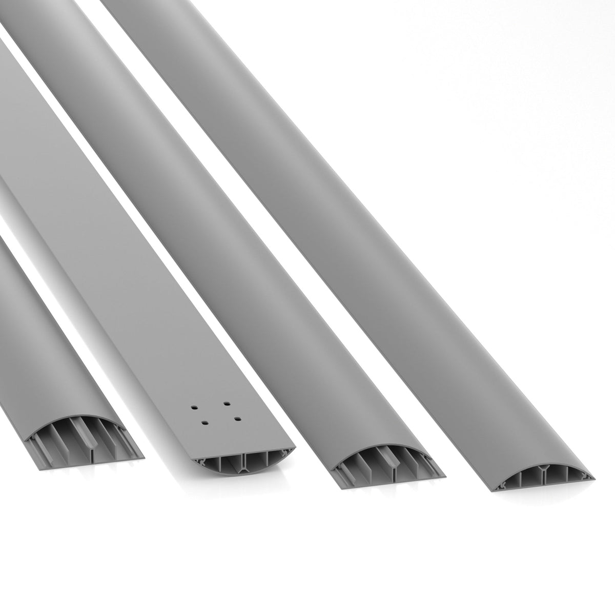 CILSON Kabelkanal 90×20 mm Grau RAL 7035, trittfest mit Bodenlochung, PVC 2 m – Paket 10 Stangen