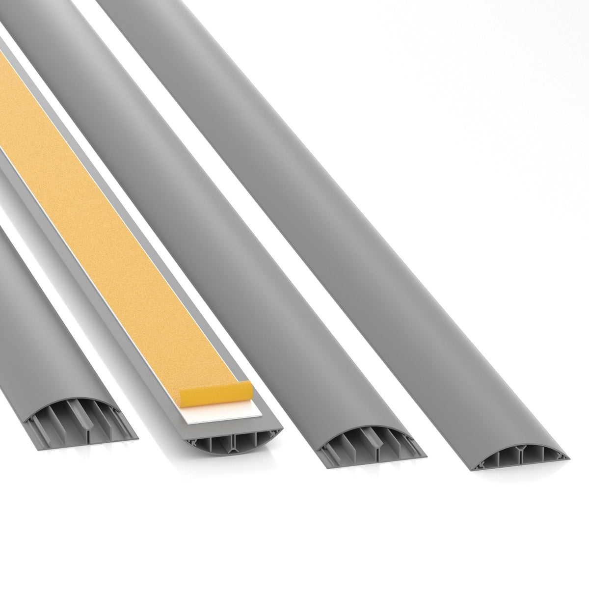 CILSON Kabelkanal 90×20 mm Grau RAL 7035, trittfest, selbstklebend, PVC 2 m – Paket 20 Stangen