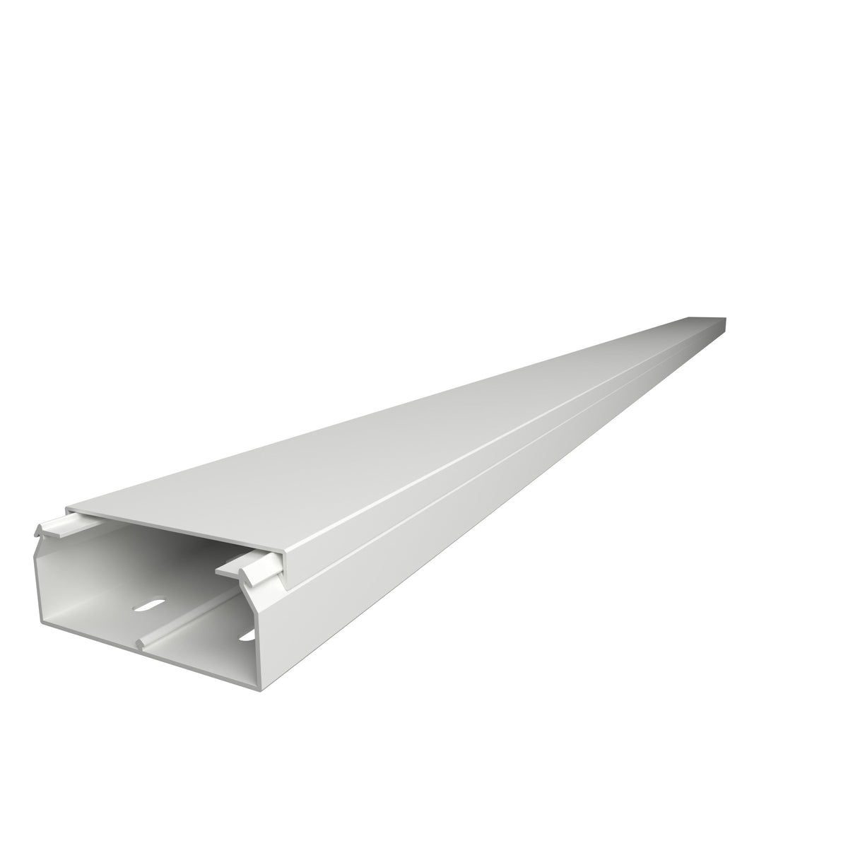 CILSON Kabelkanal 100×40 mm Weiß RAL 9010, PVC, 2 m, mit Bodenlochung und abnehmbarem Deckel – Made in Germany – Paket 10 Stangen