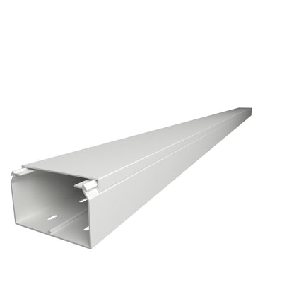 CILSON Kabelkanal 100×60 mm Weiß RAL 9010, PVC, 2 m, mit Bodenlochung und abnehmbarem Deckel – Made in Germany – Paket 20 Stangen