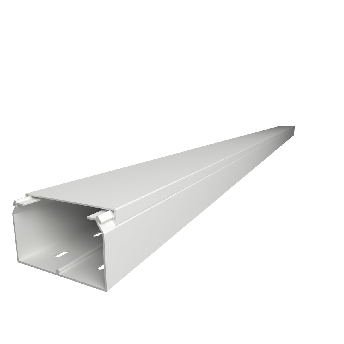 CILSON Kabelkanal 100×60 mm Weiß RAL 9010, PVC, 2 m, mit Bodenlochung und abnehmbarem Deckel – Made in Germany – Paket 10 Stangen